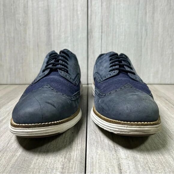 Cole Haan Grand.OS ZeroGrand WingTip Oxford Blue Dress Shoes Mens Size 11.5 - Picture 5 of 10